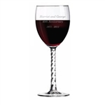 Engraved Wine Glass with Twisted Stem