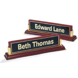 Rosewood Piano Finish Engraved Name Desk Block