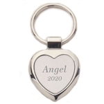 Heart Keychain - Engraved Silver & Matte Silver Key Ring