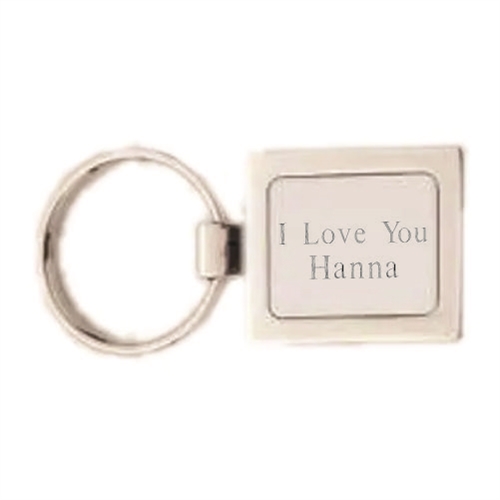 Engraved Square Nickel Key Ring