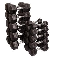 Rubber Hex Dumbbell Set (5-50 LB Set)