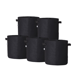 Hydro Crunch 14.5 in. x 13 in. 10 Gal. Breathable Fabric Pot Bags with Handles Black Felt Grow Pot (5-Pack)