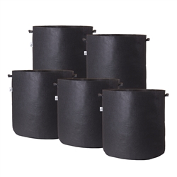 Hydro Crunch 21 in. x 19 in. 30 Gal. Breathable Fabric Pot Bags with Handles Black Felt Grow Pot (5-Pack)