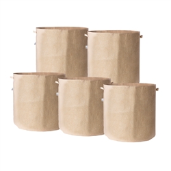 Hydro Crunch 15.25 in. x 19 in. 20 Gal. Breathable Fabric Pot Bags with Handles Tan Felt Grow Pot (5-Pack)