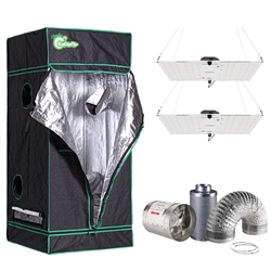 400-Watt Equivalent White Light Full Spectrum LED Plant Grow Light Fixture with Grow Tent and Ventilation System