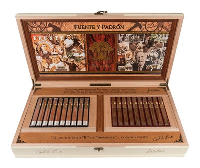 Fuente y Padron Legends Cigars and Humidor - 20 Fuente 7 x 50 and 20 Padron 7 x 50 Box Pressed