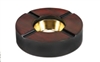 Wooden Round Ashtray With Brass Bowl Insert - Holds 4 Cigars - 7" Diameter