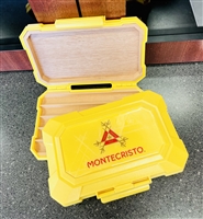 Montecristo 5 Cigar Travel Humidor - Cedar Lined - Yellow