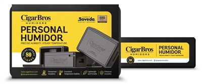 CigarBros Personl Humidor - Holds up to 80 Cigars and Spot for Humidification Pack
