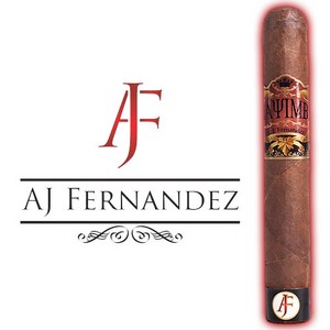 Pictured is a cigar that has two bands, one at the top and one at the bottom. Has a large AJ at the bottom