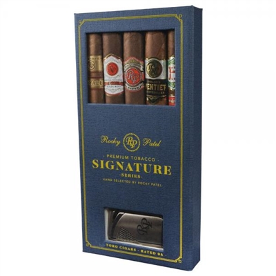 Rocky Patel Signature Series Toro Sampler with Lighter (Includes 1 of Each: Sun Grown Maduro, Royale, Fifty, Twentieth, and Tabaquero by Hamlet Paredes)