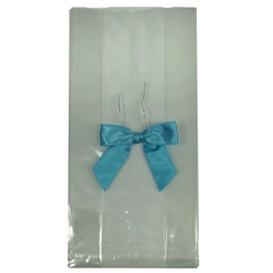 Clear Gift Bags & Blue Bows Kit - 6 pack