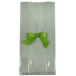 Clear Gift Bags & Green Bows Kit - 6 pack
