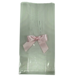 Clear Gift Bags & Pink Bows Kit - 6 pack