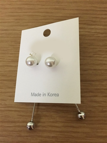 Pearl and Silver Ball Ear Ring