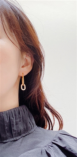 Two Connected Silver 925 Earrings (White/Gold/RoseGold) (will ship within 1~2 weeks later)