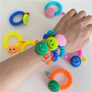 Smile Cord Band (Pink/Yellow/Green/Blue/Orange; Smile Face Color) (will ship within 1~2 weeks)