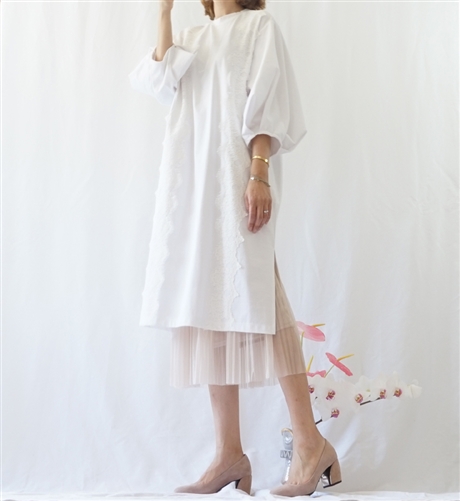 (Best; 3rd Reorder) Ivory Puff Sleeve Lace Detailed Dress