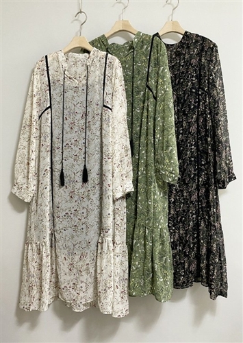 Vanessa Tassel Dress (+Inner Dress) (Black/Ivory/Green) (will ship within 1~2 weeks)
