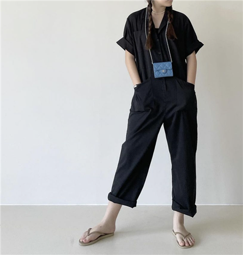 Black Button Jumper Suit (will ship within 1~2 weeks)