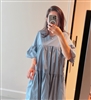 Blue Marni Tiered Dress (Black/Blue/Ivory) (will ship within 1~2 weeks)