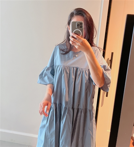 Blue Marni Tiered Dress (Black/Blue/Ivory) (will ship within 1~2 weeks)