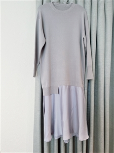 Elizabeth Gray Knit and Silky Dress (will ship within 1~2 weeks)