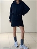 Black Iro Hooded Jersey Dress (will ship within 1~2 weeks)