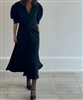 Black Shirring Wedding Guest Dress (S/M) (will ship within 1~2 weeks)