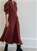 Brick Shirring Wedding Guest Dress (S/M) (will ship within 1~2 weeks)