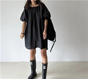Black Mari Puff Dress (will ship within 1~2 weeks)