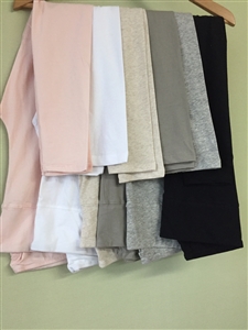(Pre-Order) Luxury Cotton 3/4 Length Leggings (Pink/White/Beige/CharcoalKhaki/Gray/Black) (will ship within 1~2 weeks)