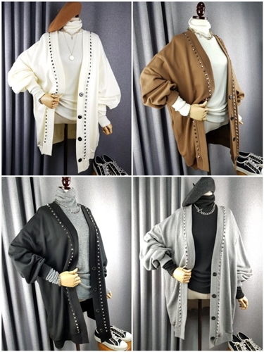 Studded Cardigan (Cream/Camel/Black/Gray) (will ship within 1~2 weeks)