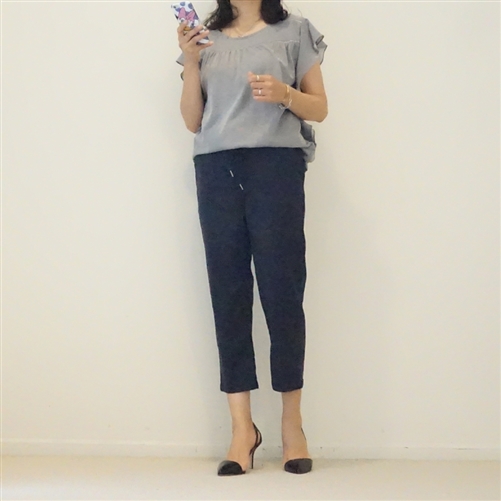 (3rd Reorder) Navy Slim String Pants (8ë¶€) (S)