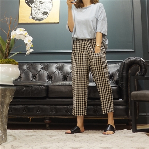 (Best; 2nd Reorder) Linen Medium Check Pants