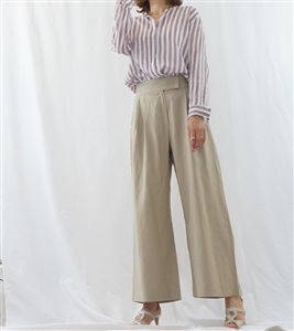 (Best; 3rd Reorder) Khaki Linen Herringbone Pintuck Pants