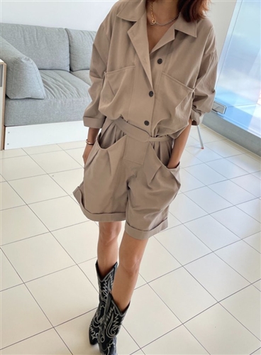 Beige Jumpsuit (will ship within 1~2 weeks)