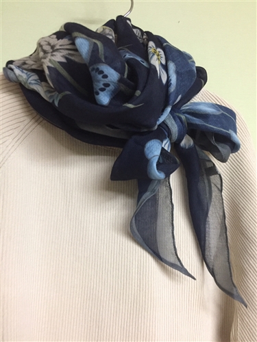 (Best; 4th Reorder) Navy Luxury Nature Scarf