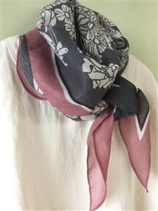(Pre-Order) Pink Line Flower Scarf (will ship within 1~2 weeks)