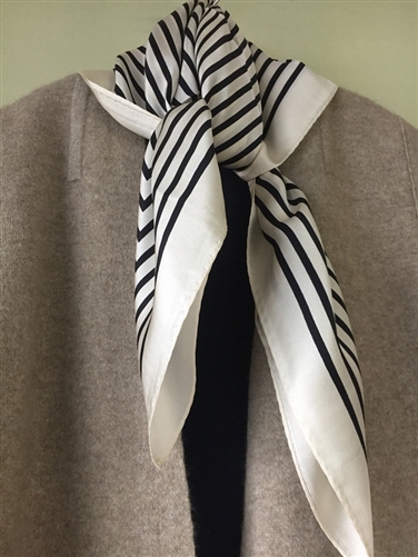 (Pre-Order) Ivory Line Silk 100 Scarf (will ship within 1~2 weeks)