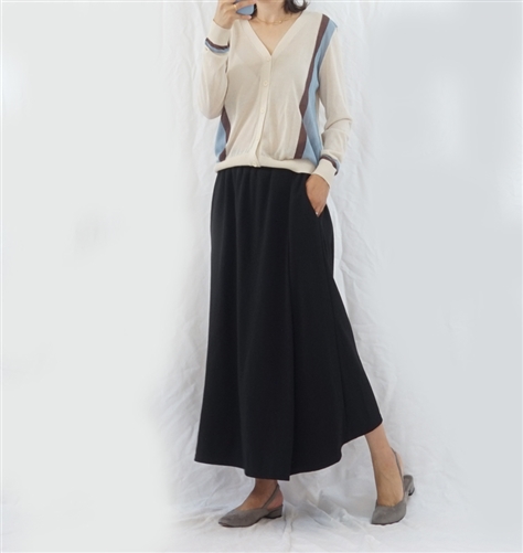 (Best; 2nd Reorder) Black Easy Long Skirt