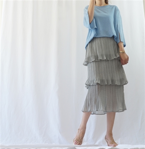 (Best; 2nd Reorder) SkyBlue Print Cancan Skirt