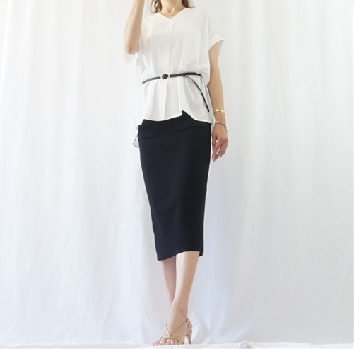 (Best; 3rd Reorder) Black Spring Summer Knit Pocket Skirt