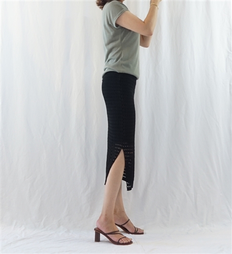 Side Vent Knit Skirt (Brick/Black/Ivory/Beige) (will ship within 1~2 weeks)