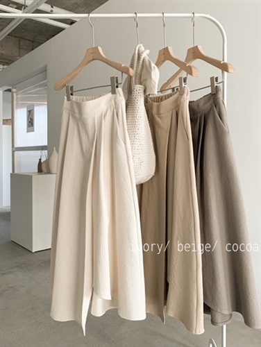 Cotton 100 Banding Skirt (Beige/Cocoa/Ivory) (will ship within 1~2 weeks)