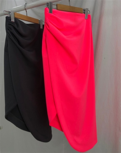 Unbal Wrap Skirt (Charcoal/Pink) (will ship within 1~2 weeks)