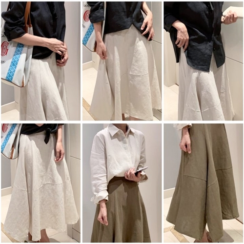 Loe Linen Skirt (CreamBeige/Khaki) (will ship within 1~2 weeks)
