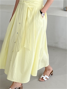 Lemon Dio Linen Belt Skirt (will ship within 1~2 weeks)