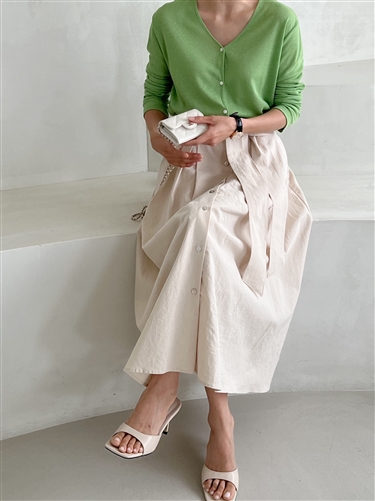 Beige Dio Linen Belt Skirt (will ship within 1~2 weeks)