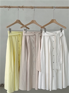 White Dio Linen Belt Skirt (will ship within 1~2 weeks)